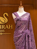 Dusty Lavender Purple All Over Floral Sequins and Beads Embroidered Design Net Party Wear Saree with Scalloped Designer Border