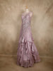 Dusty Lavender Sequins Embellished Design Net Mermaid Gown