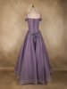 Dusty Lavender Sequins and Beads Embellished Design Net Ball Gown with Cold Shoulder Straps