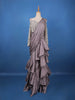 Dusty Lavender Solid Design Ruffle Drape Georgette Ready To Wear Saree - Diadem