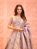 Dusty Lavender Traditional Floral Motif Sequins and Beads Embroidered Design Tissue Lehenga With Matching Dupatta