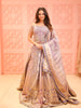 Dusty Lavender Traditional Floral Motif Sequins and Beads Embroidered Design Tissue Lehenga With Matching Dupatta