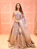 Dusty Lavender Traditional Floral Motif Sequins and Beads Embroidered Design Tissue Lehenga With Matching Dupatta