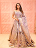 Dusty Lavender Traditional Floral Motif Sequins and Beads Embroidered Design Tissue Lehenga With Matching Dupatta