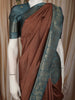 Dusty Maroon Checked Zari Woven Design Semi Tussar Saree with Contrast Zari Border