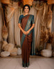 Dusty Maroon Checked Zari Woven Design Semi Tussar Saree with Contrast Zari Border