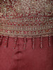 Dusty Maroon Floral Zari Embroidered Design Organza Palazzo Suit with Over Coat