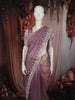 Dusty Mauve Beads Embroidered Design Pure Organza Fancy Saree with Scalloped Border