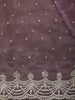 Dusty Mauve Beads Embroidered Design Pure Organza Fancy Saree with Scalloped Border