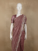 Dusty Mauve Butta Zari Woven Design Organza Fancy Saree with Scalloped Border