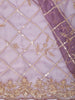 Dusty Mauve Checked Pattern Sequins and Beads Embroidered Design Pure Organza Party Wear Saree with Designer Border