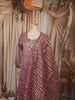 Dusty Mauve Floral Beads Embroidered Design Tissue Silk Palazzo Suit with Matching Dupatta
