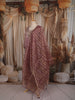 Dusty Mauve Floral Beads Embroidered Design Tissue Silk Palazzo Suit with Matching Dupatta