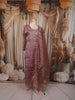 Dusty Mauve Floral Beads Embroidered Design Tissue Silk Palazzo Suit with Matching Dupatta