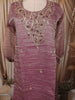 Dusty Mauve Floral Beads Embroidered Design Tissue Silk Palazzo Suit with Matching Dupatta