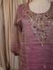 Dusty Mauve Floral Beads Embroidered Design Tissue Silk Palazzo Suit with Matching Dupatta