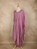 Dusty Mauve Floral Embroidered Cotton Anarkali Salwar Suit with Dupatta