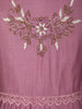 Dusty Mauve Floral Embroidered Cotton Anarkali Salwar Suit with Dupatta