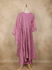 Dusty Mauve Floral Embroidered Cotton Anarkali Salwar Suit with Dupatta