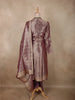 Dusty Mauve Floral Embroidered Design Tissue Salwar Suit with Dupatta