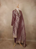 Dusty Mauve Floral Embroidered Design Tissue Salwar Suit with Dupatta
