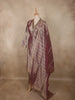 Dusty Mauve Floral Embroidered Design Tissue Salwar Suit with Dupatta