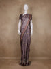 Dusty Mauve Floral Printed Design Tussar Saree with Contrast Border