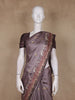 Dusty Mauve Floral Printed Design Tussar Saree with Contrast Border