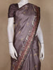 Dusty Mauve Floral Printed Design Tussar Saree with Contrast Border