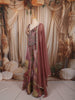 Dusty Mauve Floral Printed and Crystal Embellished Design Organza Party Wear Palazzo Suit with Matching Dupatta