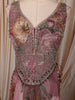 Dusty Mauve Floral Printed and Crystal Embellished Design Organza Party Wear Palazzo Suit with Matching Dupatta