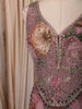 Dusty Mauve Floral Printed and Crystal Embellished Design Organza Party Wear Palazzo Suit with Matching Dupatta