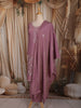 Dusty Mauve Floral Sequins and Beads Embroidered Design Satin Straight Cut Salwar Suit with Dupatta