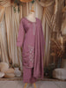 Dusty Mauve Floral Sequins and Beads Embroidered Design Satin Straight Cut Salwar Suit with Dupatta