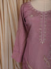 Dusty Mauve Floral Sequins and Beads Embroidered Design Satin Straight Cut Salwar Suit with Dupatta