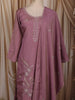 Dusty Mauve Floral Sequins and Beads Embroidered Design Satin Straight Cut Salwar Suit with Dupatta