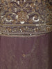 Dusty Mauve Floral Sequins and Zardozi Embroidered Design Organza Lehenga with Dupatta