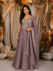 Dusty Mauve Floral Sequins and Zardozi Embroidered Design Organza Lehenga with Dupatta