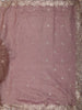 Dusty Mauve Floral Thread Embroidered Design Pure Organza Saree with Scalloped Border