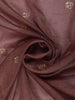 Dusty Mauve Floral Thread Embroidered Design Pure Organza Saree with Scalloped Border