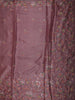 Dusty Mauve Floral Thread Embroidered Design Pure Tussar Saree with Lace Border