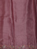 Dusty Mauve Floral Thread Embroidered Design Pure Tussar Saree with Lace Border