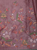 Dusty Mauve Floral Thread Embroidered Design Pure Tussar Saree with Lace Border