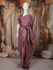 Dusty Mauve Floral Thread Embroidered Design Pure Tussar Saree with Lace Border