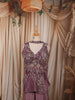 Dusty Mauve Floral Vine Cutdana Beads Embroidered Design Tissue Silk Party Wear Palazzo Suit with Matching Choker Dupatta