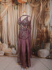 Dusty Mauve Floral Vine Cutdana Beads Embroidered Design Tissue Silk Party Wear Palazzo Suit with Matching Choker Dupatta