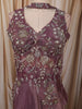 Dusty Mauve Floral Vine Cutdana Beads Embroidered Design Tissue Silk Party Wear Palazzo Suit with Matching Choker Dupatta