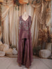 Dusty Mauve Floral Vine Cutdana Beads Embroidered Design Tissue Silk Party Wear Palazzo Suit with Matching Choker Dupatta