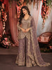 Dusty Mauve Floral Vine Sequins and Beads Embroidered Design Tissue Silk Party Wear Palazzo Suit with Matching Dupatta