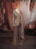 Dusty Mauve Floral Vine Sequins and Beads Embroidered Design Tissue Silk Party Wear Palazzo Suit with Matching Dupatta